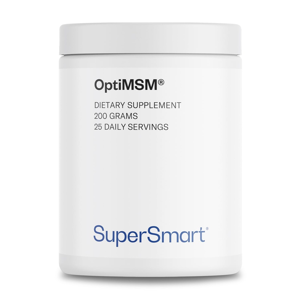 Supersmart OptiMSM (Patented & High Purity Formel) - Methyl-Sulfonyl-Methane MSM Pulvertillskott | Vegan & Gluten Free - 200 g