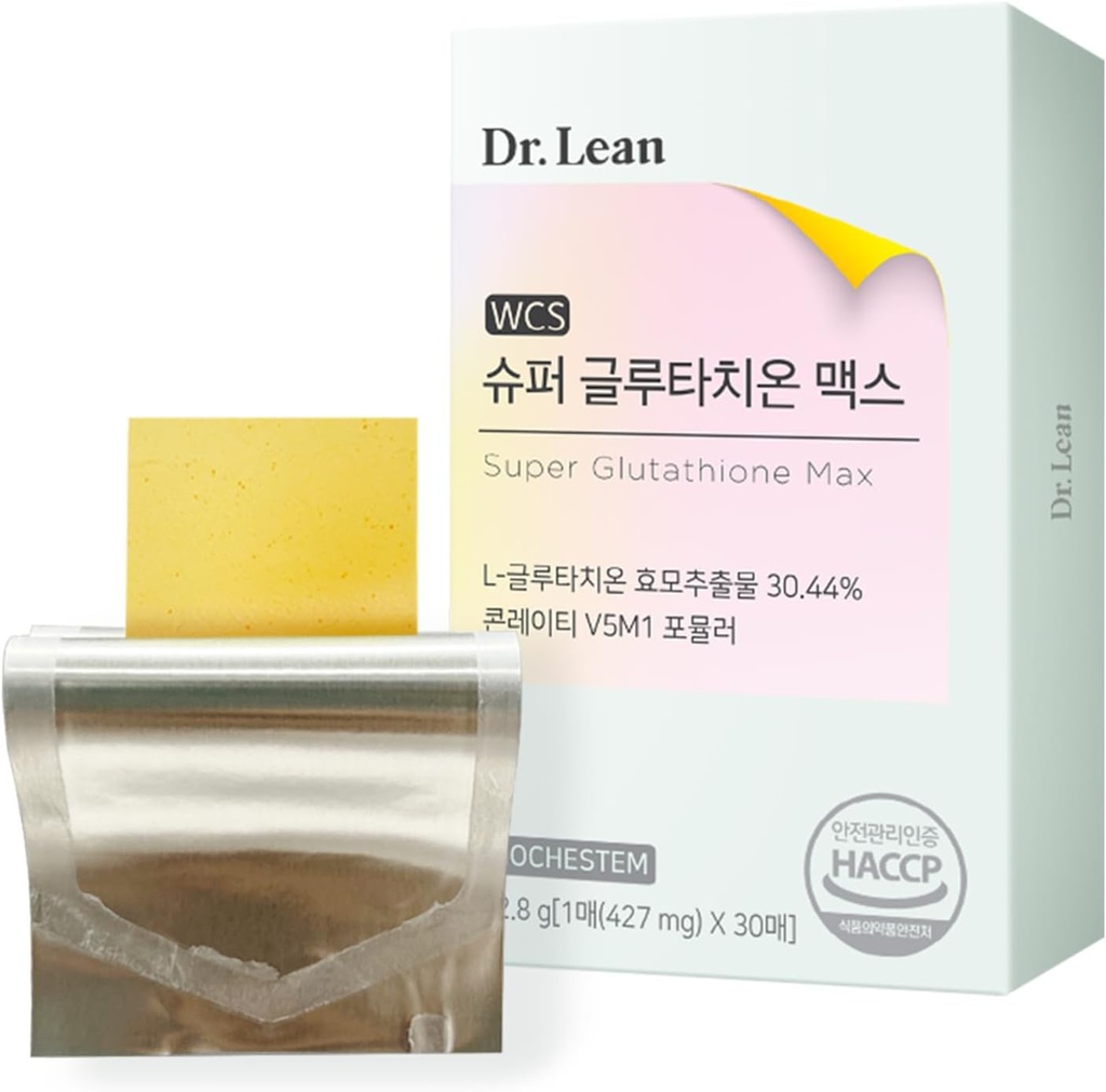 Dr Lean Super Glutathione Max - 427mg High-Potency Strips med mjölk Thistle, Collagen & Hyaluronic Acid | Fast-Melt ODF, Antioxidant, Skin & Liver Support, K-Beauty, Made in Korea (30 Strips)
