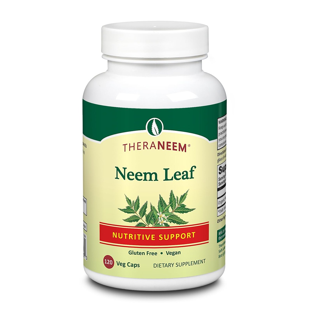 THERANEEM Neem Leaf Capsules - Kraftfullt näringsstöd med antioxidanter och mer - Vegan, Gluten Free, 60 Day Guarantee - 120 portioner, 120 VegCaps