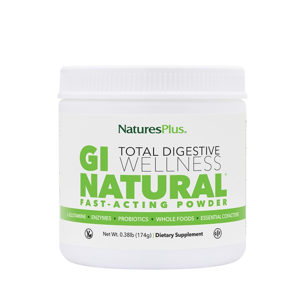 Natures Plus GI Natural Drink Powder - 6.14 Ounce, Vegetarisk Pulver - Kosttillskott för Total Digestive Wellness - Probiotika, Prebiotika, Enzymer - Glutenfri - 30 portioner