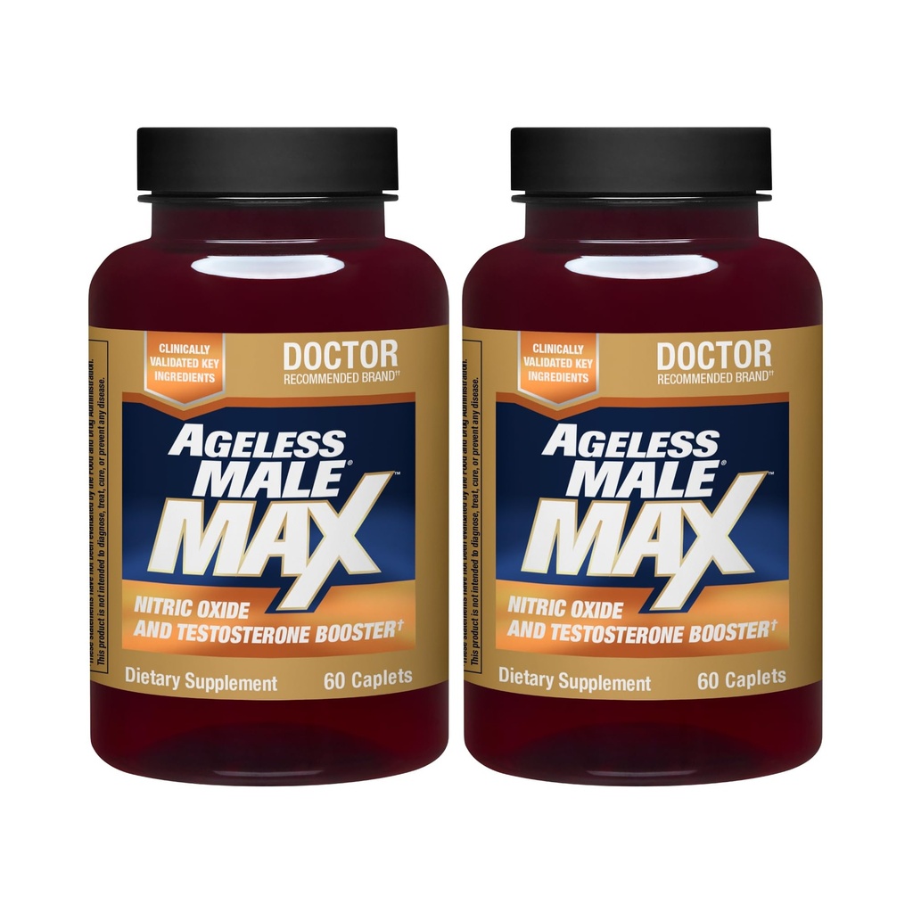 Ageless Male Max Total Testosteron Booster Supplement för Män, 120 Caplets