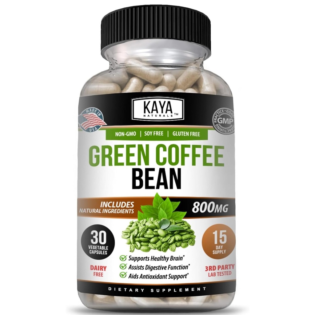 Kaya Naturals Green Coffee Bean Extract - Non-GMO, Gluten-Free Supplement (30 greve av 1)