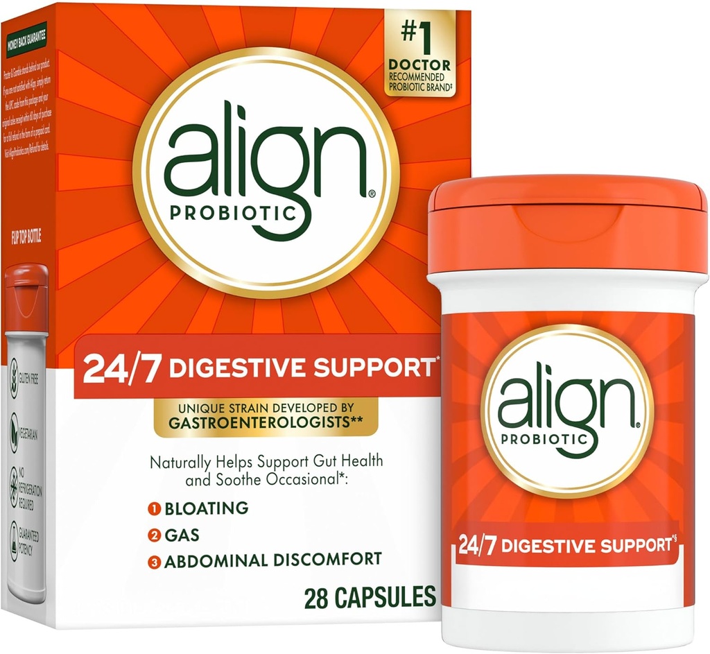 Align Probiotics, Probiotic Supplement for Daily Digestive Health, 28 kapslar, # 1 Rekommenderad probiotikum av gastroenterologer (Packaging May Vary)