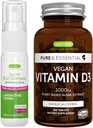 Vegan Vitamin D3 + Super B12-Complex 5000mcg Vegan Bundle, 365 1000iu Vitamin D3 tabletter + Hög styrka B12 Cherry Flavor Sublingual Spray, av Igennus