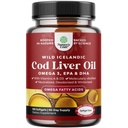 Icelandic Wild Caught Cod Liver Oil Softgels - Fish Omega 3, EPA, DHA, Vitamin D & A, 1000mg Per Servering - Burpless Capsules för Hjärta, Gemensamt, Brain & Immune Support - 100 Count