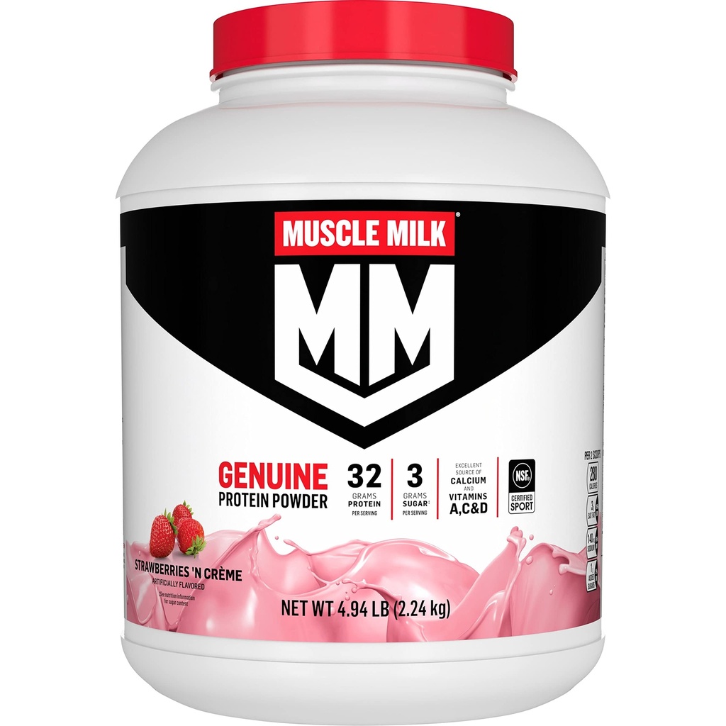 Muskelmjölk äkta proteinpulver, jordgubbar "N Crème, 32g protein, 4,94 pund