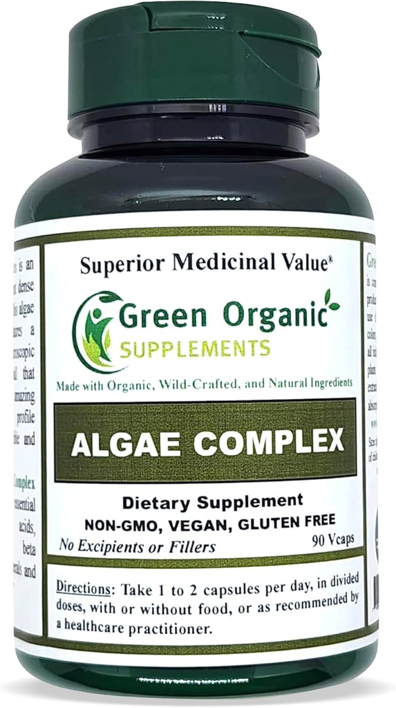 Alger, Fucoidan, Blue Green Algae, Kelp, Bladderwrack, Chlorella, Spirulina, Irish Moss, Dulse, 90 VCaps, High Absorbable, Non-GMO, Gluten-Free (Single)