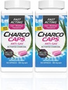 Charcocaps Fast Acting Gas Relief for Bloating & Flatulence, Drug Free Detoxifying Activated Charcoal Formula, 100 Capsules, 30 Day Supply, Pink- Pack med 2