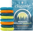 Cliganic 20 Pack Mosquito Repellent armband för vuxna och barn - Naturliga DEET-fria band, individuellt inslagna
