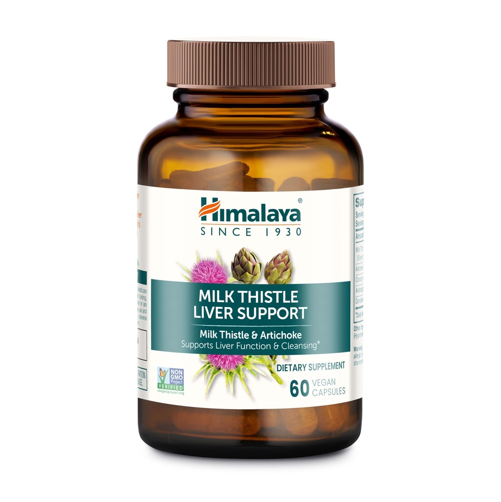 Himalaya Milk Thistle Liver Support - med Chicory, Andrographis, Dandelion och Silymarin för Liver Cleanse, Detox och Function - Vegan, Non-GMO, Gluten Free, 350 mg, 60 kapslar