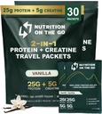 Näring på Go Whey Protein Isolate Packets med Kreatin - 25g Protein + 5g Kreatin - Single-Serve Travel Protein Powder - Vanilla (30-Pack)