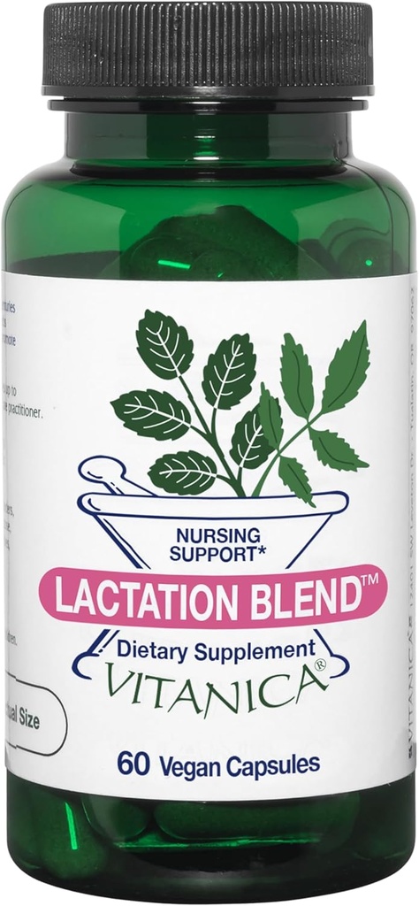 Vitanica Lactation Blend, Laktationstillägg, amningsstöd Öka bröstmjölkförsörjning och flöde, organisk fjäll, mjölk Thistle, Fenugreek Seed och mer, icke-GMO, Vegan, 60 kapslar