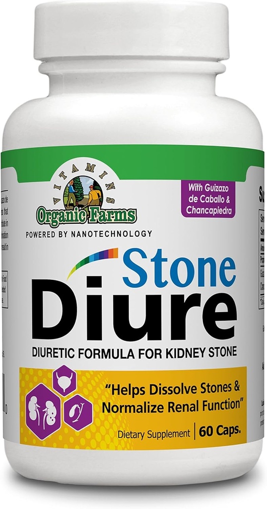 Diure Stone - 60 Caps - Diuretic Formel - 100% naturligt - Kosttillskott