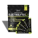 Förbättrad Electrolyte Powder Stick Packs (Lemon Lime | 20 Packets) w / 0 Sugar +BCAAs +B-Vitamins Electrolyte Supplement w Potassium Zinc & Magnesium för Hydration - Keto Electrolytes