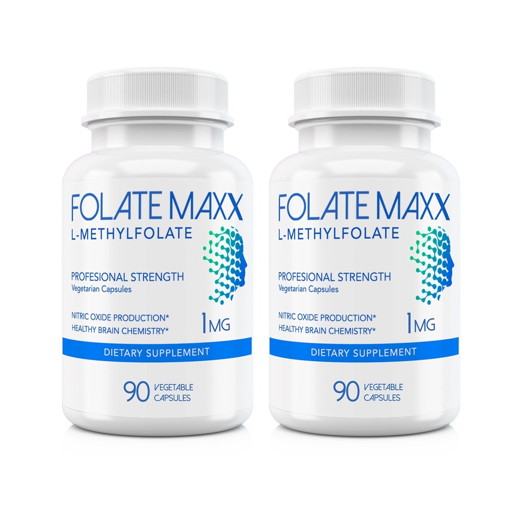 L-Methylfolate Supplement (1mg) - Professionell styrka med optimerad bioaktiv metylfolat - 5 MTHF - Non-GMO, Gluten Free, Soy Free, GMP - 180 Vegetariska osmakade kapslar
