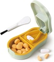 Pill Cutter Splitter för små och små piller - Pill Cutter 1/4 - Skär exakt flera piller - Easy Open Snap Button. Detachable Nonslip V-Shaped Pad. Wrap-Around Blade Guard. Back Storage (Cyan)