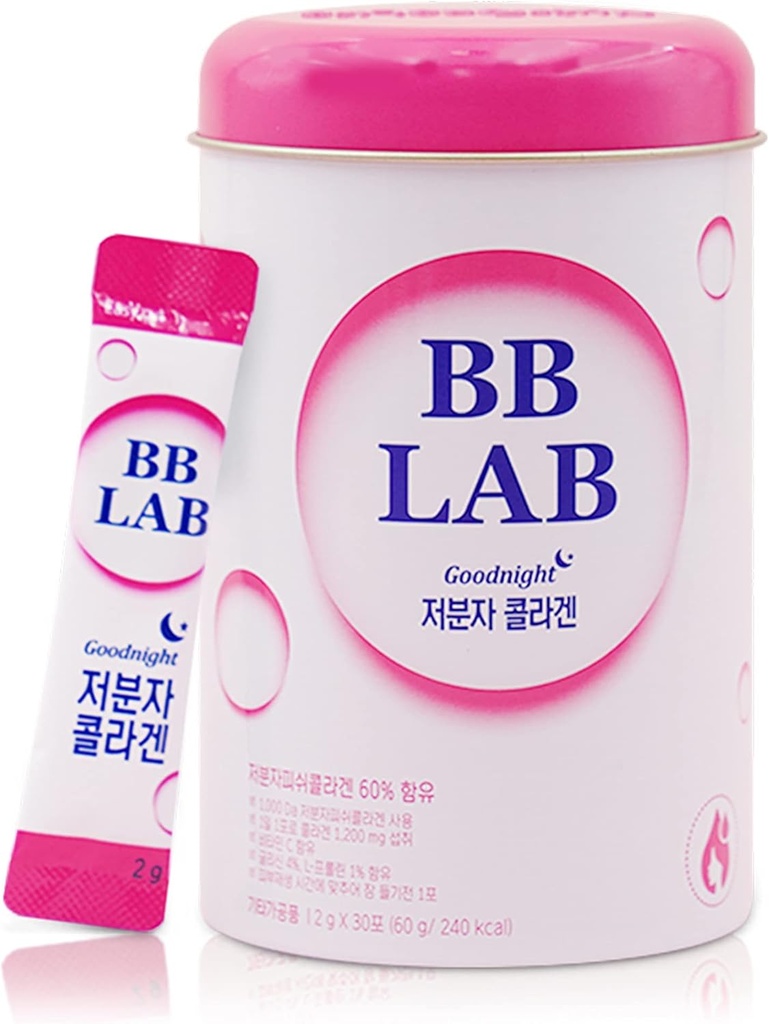 SOUND OF SEOUL BB LAB Goodnight Collagen, Low Molecular Collagen, för hud och benhälsa, tillverkad i Korea, 1 månads leverans per behållare, 30 paket (2)