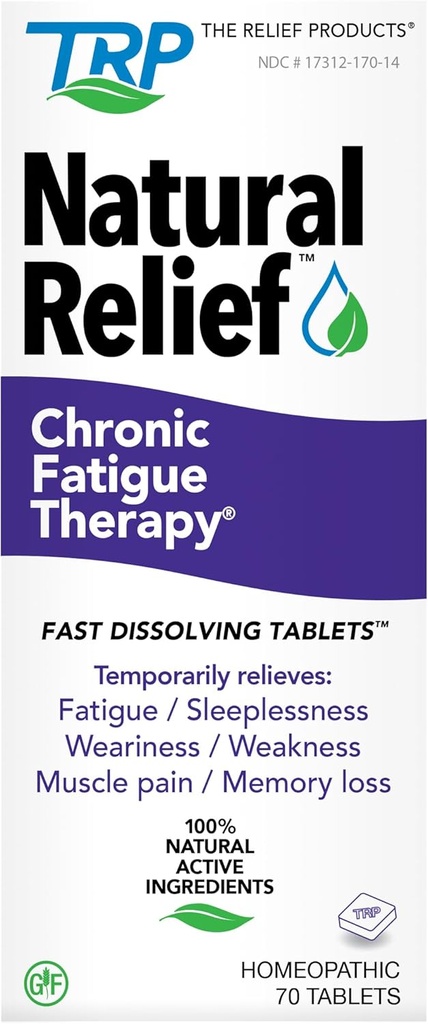Relief Products Kronisk trötthet terapi - 100% naturliga aktiva ingredienser - Trötthet, svaghet, CFS, Trötthet - snabbt lösa tabletter - 70ct