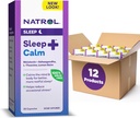 Natrol Sleep + Calm Melatonin 6mg med Ashwagandha, L-Theanine och Lemon Balm, Kosttillskott för Restful Sleep och lugna sinnet, 30 kapslar, 30 Day Supply (Pack av 12)
