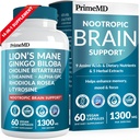14-i-1 Lions Mane Supplement Capsules - Nootropic Brain Supplement med Ginkgo Biloba för hjärnstöd, minne och fokus - Alpha GPC, L Theanine & Choline Supplements med 1300mg Per Servering (60 ct)