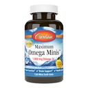 Carlson - Maximum Omega Minis, 1000 mg Omega-3s, Hjärtfunktion, Hjärnstöd och Hälsosam åldrande, Lemon, 120 Mini Softgels