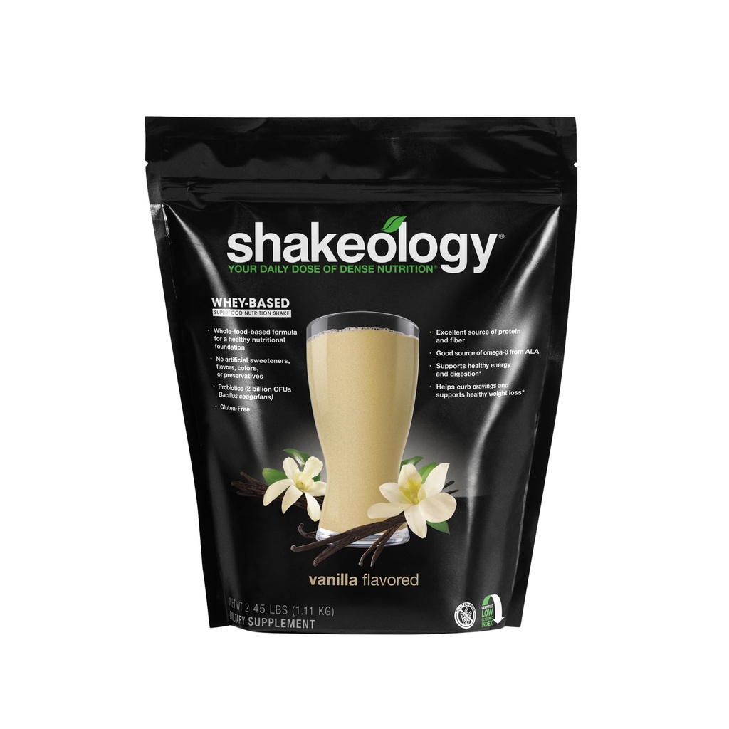 Shakeology Whey Protein Powder Blend - Gluten Free, Superfood Protein Skaka med vitaminer och mineraler - Hjälper till att stödja hälsosam viktminskning, Lean Muscle Support, Gut Health - Vanilla, 30 portioner