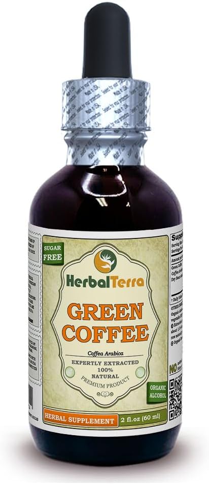 Green Coffee (Coffea Arabica) Tinktur, Organic Dried Beans Liquid Extract (Brand Name: HerbalTerra, Proudly Made in USA) 2 fl.oz (60 ml)
