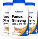 Nutricost Panax Ginseng 1000mg, 240 kapslar, 3 flaskor - Icke GMO, Gluten Free, 120 portioner
