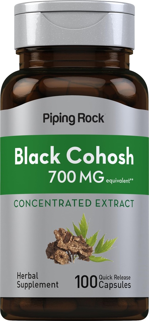 Piping Rock Black Cohosh Root Extract | 700 mg | 100 kapslar | Koncentrerad | Non-GMO, Gluten Free Supplement