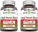 Fantastiska Formler Red Yeast Rice 1200mg Per Serving Capsules Supplement | Icke-GMO | Gluten Free | Made in USA (120 greve | 2 Pack)