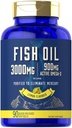 Carlyle Fish Oil 3000mg | 900mg Omega 3 | 90 Softgels | Lemon Flavor | Non-GMO och Gluten Free Supplement