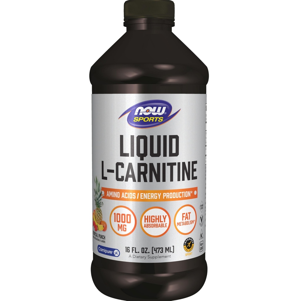 NOW Sports Nutrition, L-Carnitine Liquid 1,000 mg, Högt Absorbable, Tropical Punch, 16-Ounce