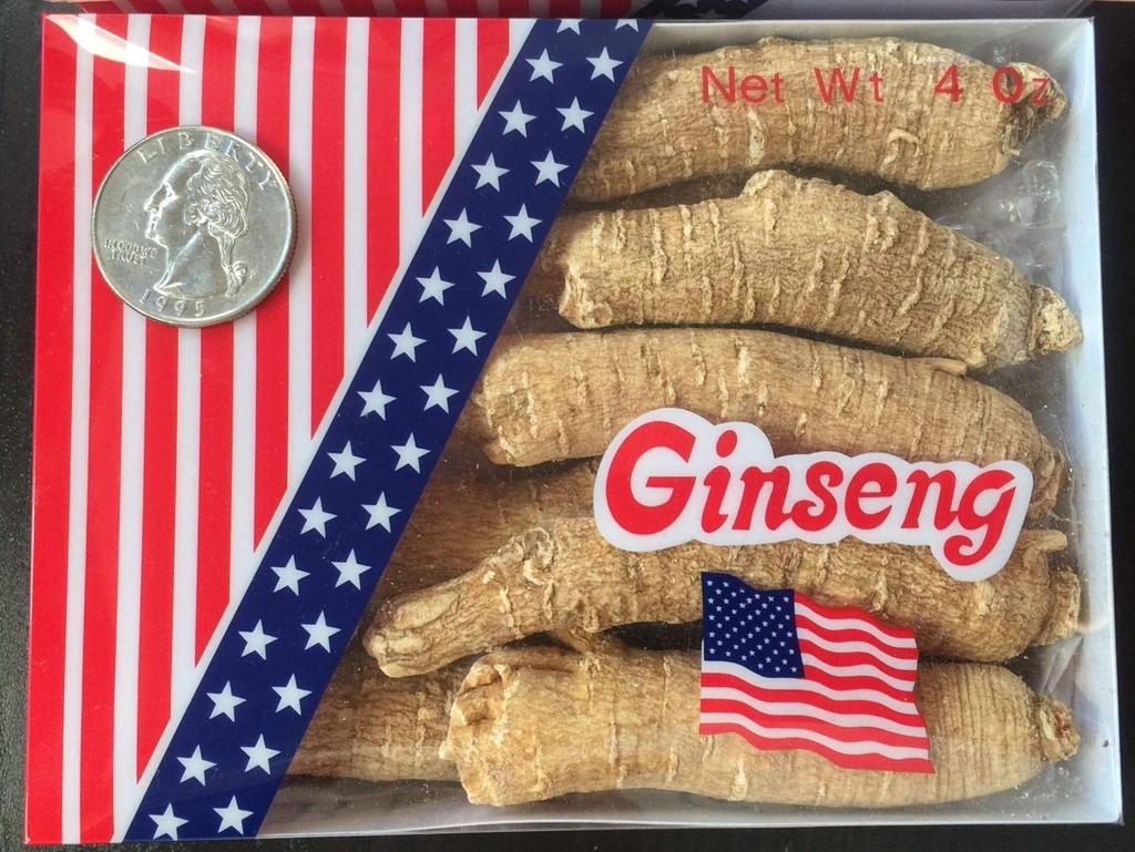 American Ginseng från Wisconsin, Ginseng Root / Ginseng Slice / Ginseng Tea, 4 Ounce (Jumbo Long Roots)
