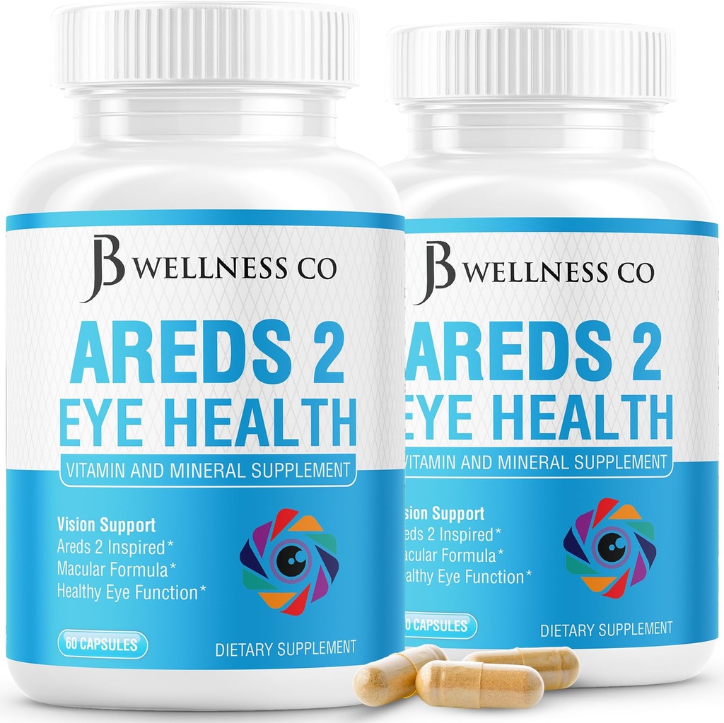JB Wellness AREDS 2 Eye Vitamin & Mineral Supplement, Contains Lutein, Vitamin C, Zeaxanthin, Zinc & Vitamin Enhance Vision Supplement - 120 Count