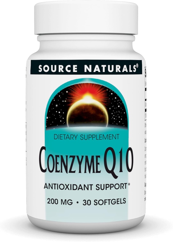 Källa Naturals Coenzyme Q10 Antioxidant stöd 200 mg för hjärta, hjärna, immunitet och leverstöd - 30 Softgels