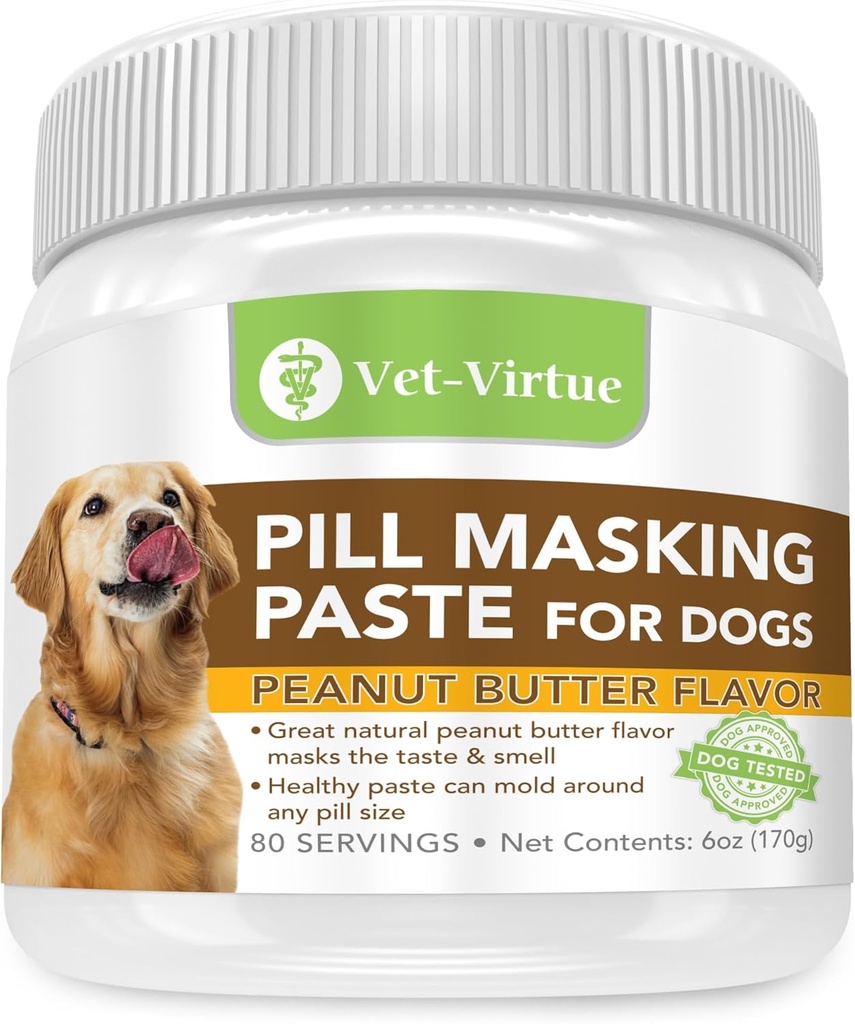 Pill Masking Paste for Dogs, Peanut Butter Flavor - Perfect Pet Medicine Treats to Hide Pills, Medication & Capsules, with Natural Ingredients & Packed with Flavor Dogs Love