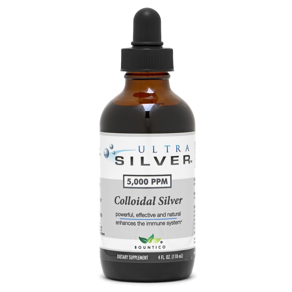 Ultra Silver® Colloidal Silver | 5 000 PPM, 4 Oz (118mL) | Mineral Supplement | True Colloidal Silver - med Dropper
