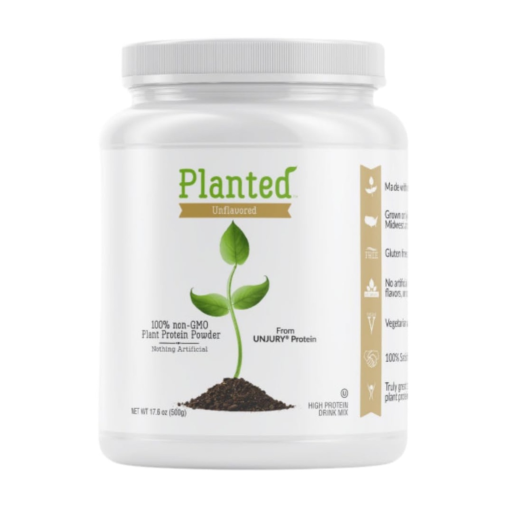 Unjury Planted Vegan Protein Powder | 20g Unflavored Pea Protein Powder | Low Sugar and Plant Based | Gluten och Dairy Free Pea Protein Isolate | Non-GMO | 20 portioner