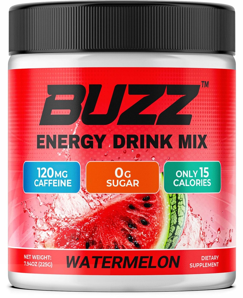 Morning Buzz Energy Drink Powder - Energy Boost Drink Mix - Sugar-Free Energy med antioxidanter - Morning Kickstart och Sport Nutrition Endurance Product - 30 portioner, Watermelon, 8 Ounces