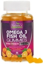 Omega 3 Fish Oil Gummies, Heart Healthy Omega 3 Gummy Supplement med High Absorption DHA & EPA, Extra Strength Joint & Brain Support, Utsökt Orange Flavor Fish Oil Nature's Vitamin - 60 Gummies