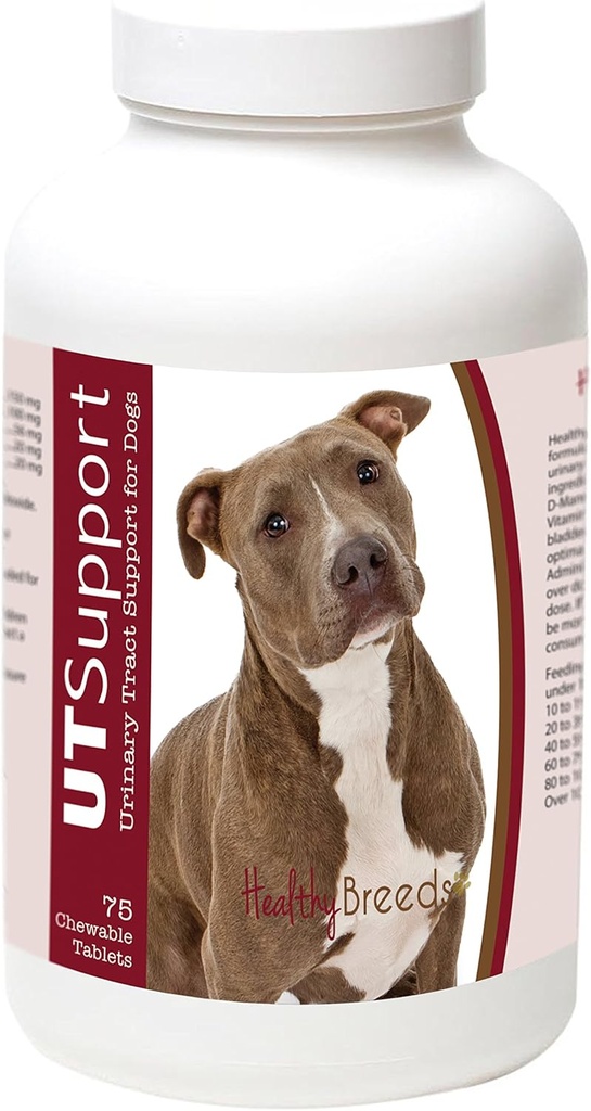 Hälsosamma raser Pit Bull Cranberry Chewables - UT Support - Effektivt för att hjälpa till att bekämpa skadliga bakterier och förebygga infektion i din hunds blåsan - 75 greve