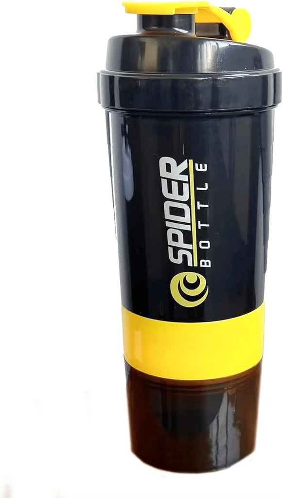 5 I 1 Protein Shaker Bottle - Professional Series Shaker Bottle för Protein Shakes och Pre Workout Gym Bottle, Med Powder Storage,Pill Tray,Mixing Ball, Shakes Cup (gul)