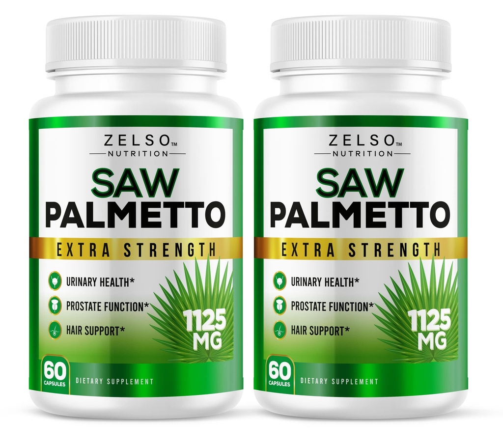 (2 Pack) Saw Palmetto Prostate Supplement för Män, 3-i-1 Fördelar, DHT Blocker Hair Growth och Beta Blocker, Urinary Health, Prostate Function Support, 2 månaders leverans