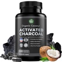 Pure Coconut Activated Charcoal Capsules - 180 Charcoal Pills, Helps with Teeth Whitening, Bloating and Body Cleansing. Non-GMO - Gluten Free, Vegan