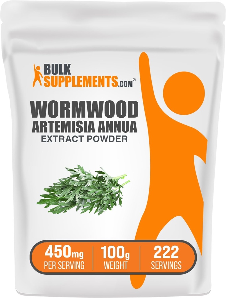 BulkSupplements.com Wormwood Extract Powder - Artemisia Annua Sourced från Sweet Wormwood Leaves, Herbal Supplement - Gluten Free, 450mg per portion, 100g (3,5 oz) (Pack of 1)