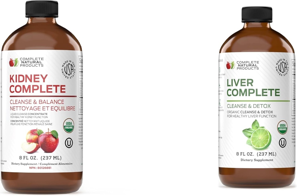 Fullständiga naturliga produkter njur komplett (8oz) & lever komplett (8oz) Bundle