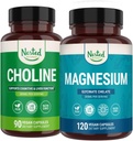 Nested Naturals Choline Bitartrate & Magnesium Glycinate Chelate Stack | Avslappning, sömnstöd, kognitiv prestanda (210 greve)
