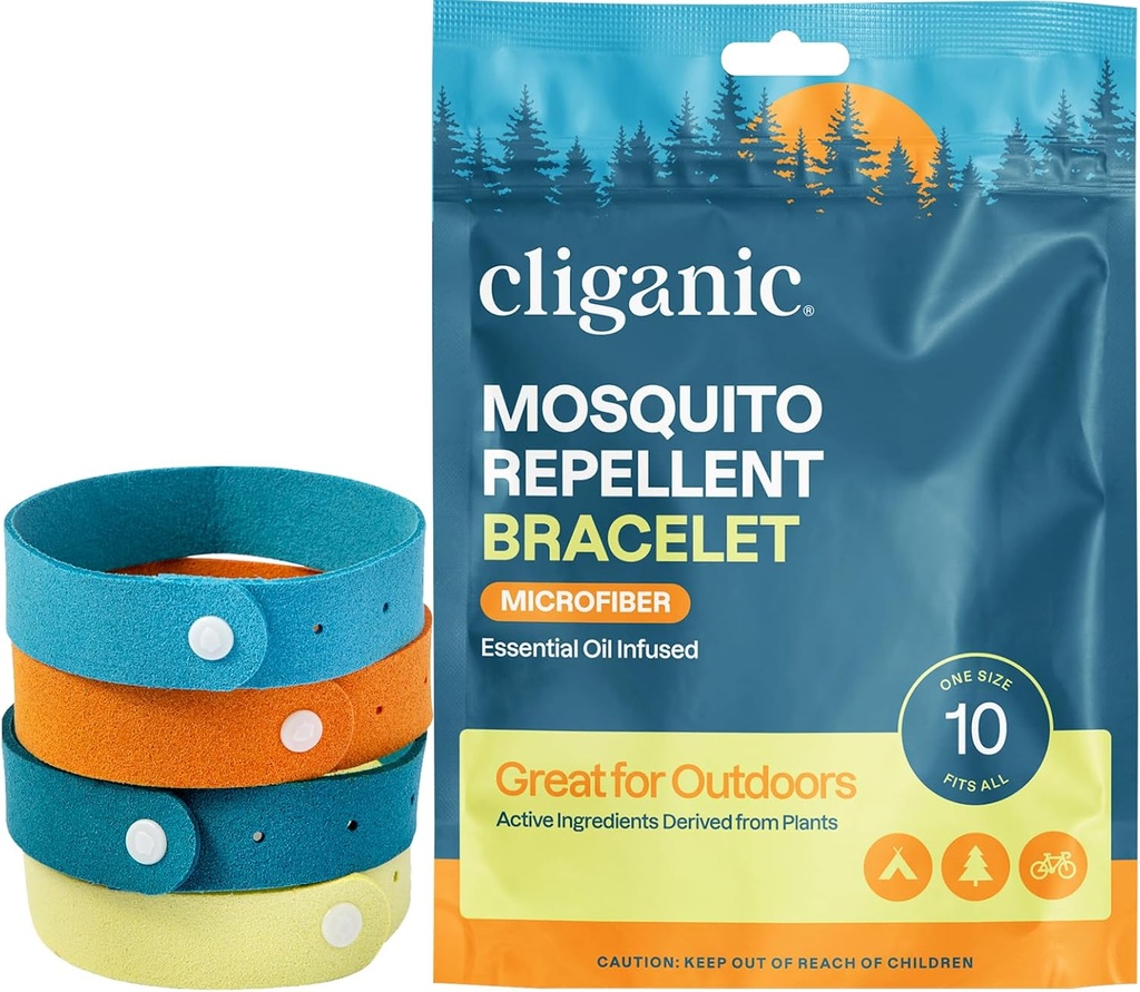 Cliganic Mosquito Repellent Microfiber armband (10 greve) - för vuxna och barn, DEET fria armband