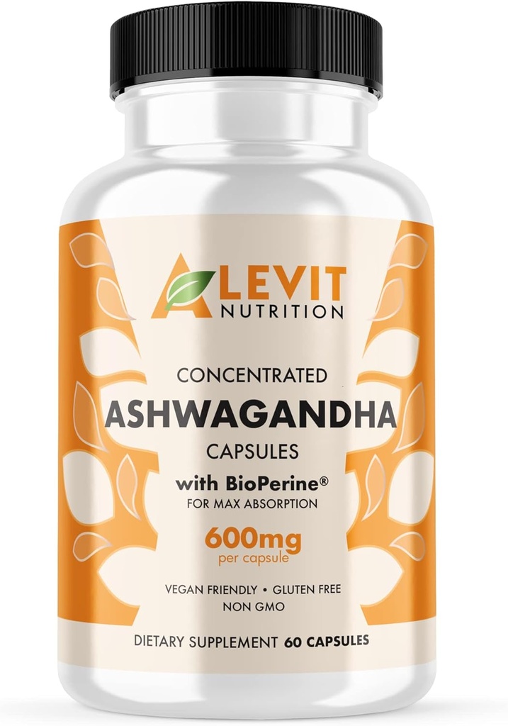 Organisk Ashwagandha 600mg - 60 greve (2-månaders leverans) - Vegan - BioPerine för förbättrad absorption - Stress, humör och välbefinnande stöd