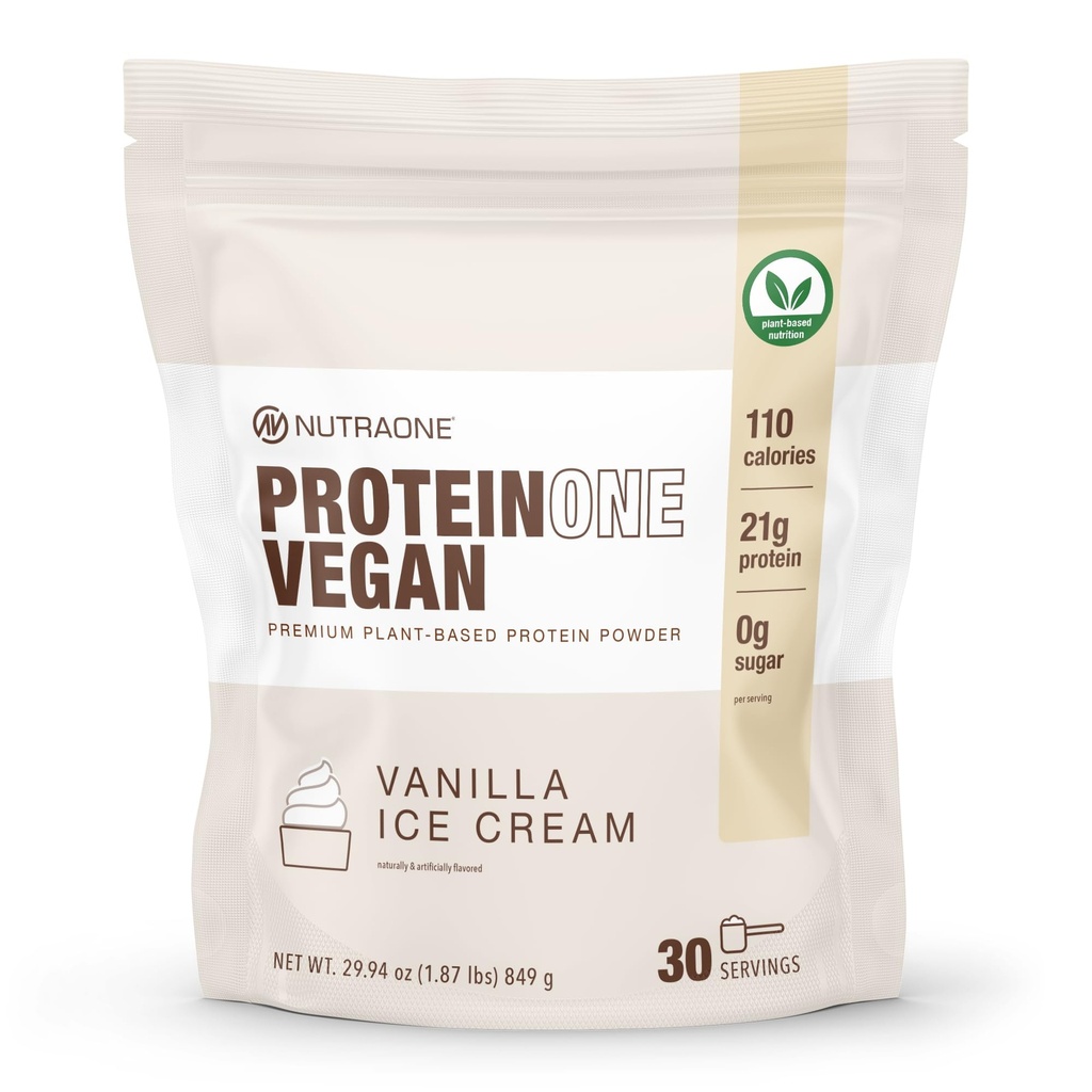 NutraOne ProteinOne Vegan Plant-Based Protein Powder Vegan Protein Powder, Dairy-Free, Pea och Rice Protein (Vanilla Ice Cream)